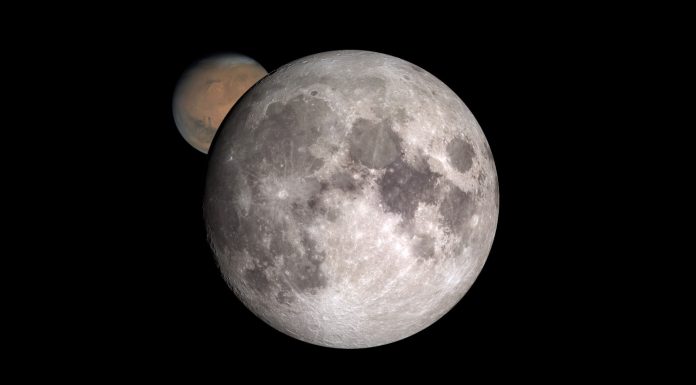 Luna în relație cu Marte